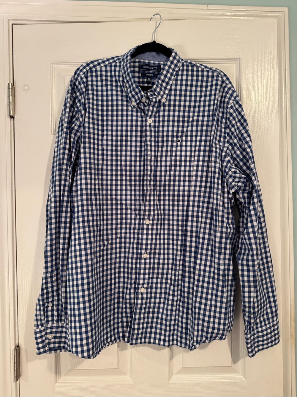crown & ivy Blue and White Gingham Button-Down Shirt